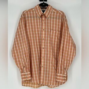 TOMMY HILFIGER BUTTON DOWN 
ORANGE & WHITE SMART PREPPY CASUAL DRESS UP OR DOWN